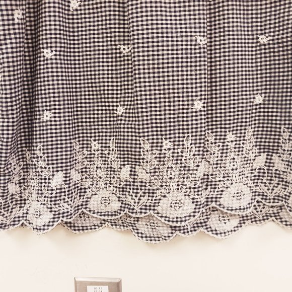 WESTPORT Navy Gingham Embroidered Off the Shoulder Blouse Size XS - Picture 4 of 8